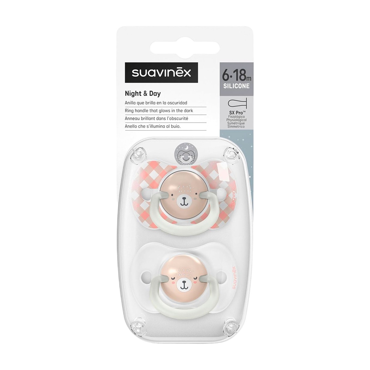Pack Chupetes Suavinex Night & Day 6-18M | Estilo de Bebé