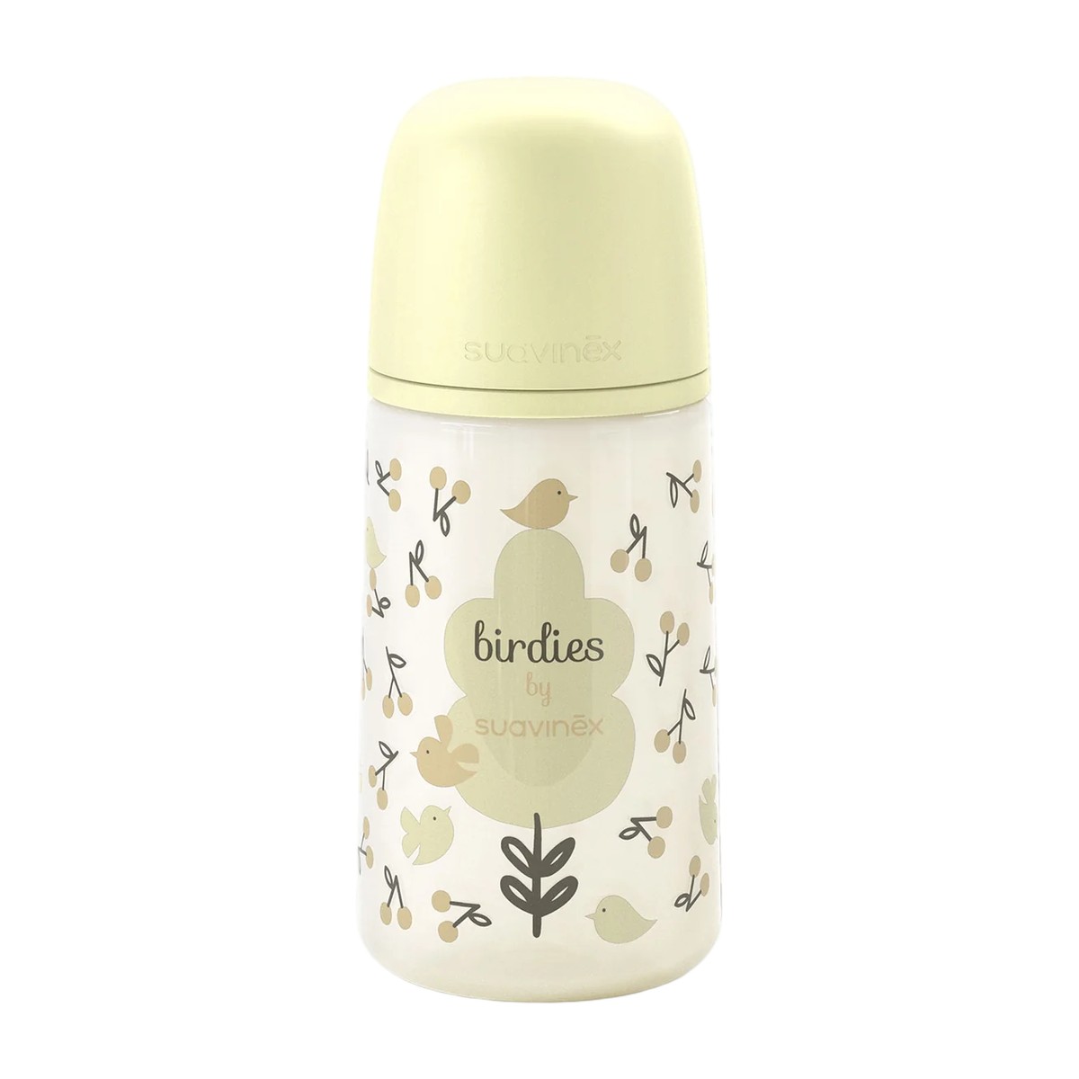Mamadera Suavinex 270ml amarilla Birdies con tetina anticólicos
