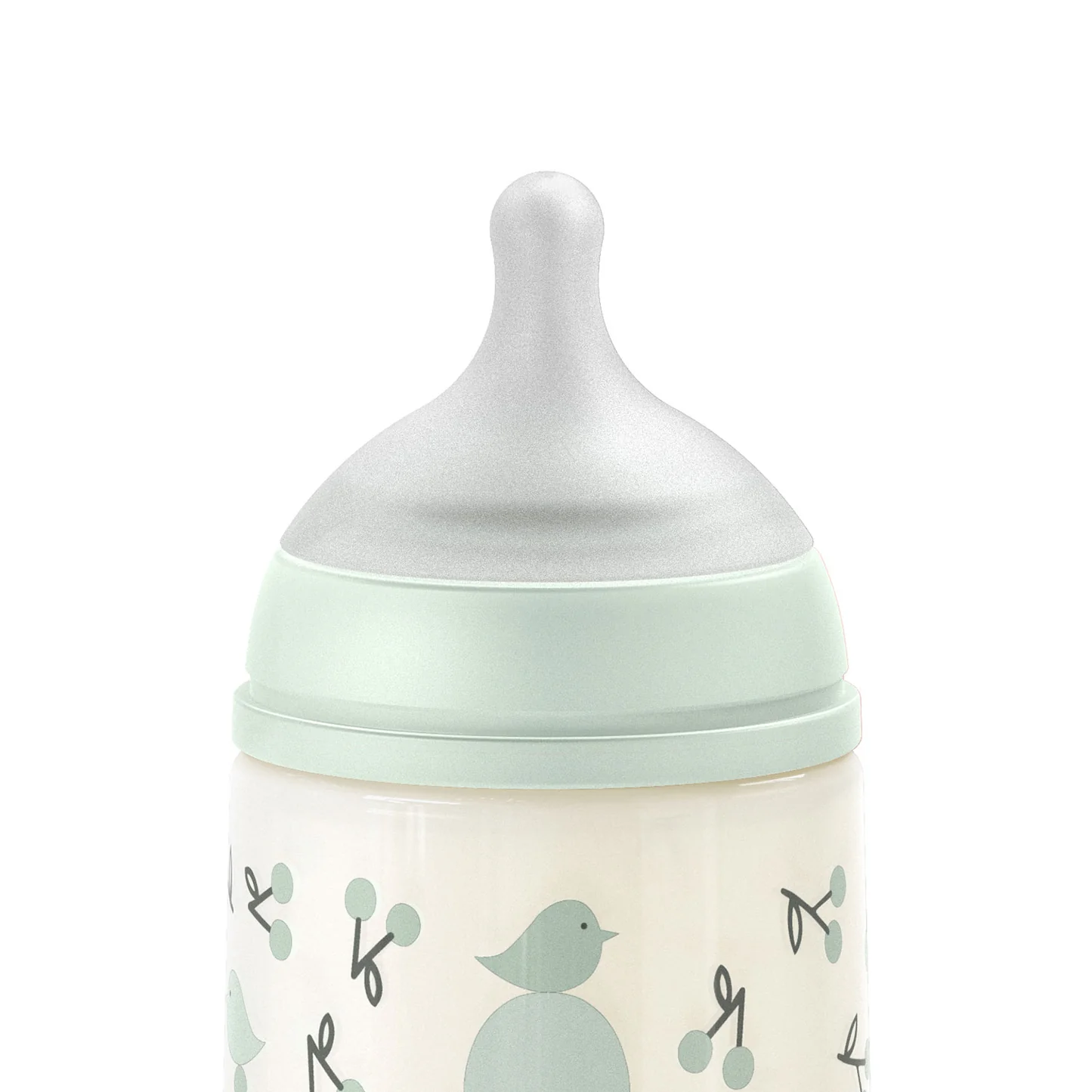Mamadera Suavinex Birdies 270ml verde con tetina anticólicos — Estilo de Bebé