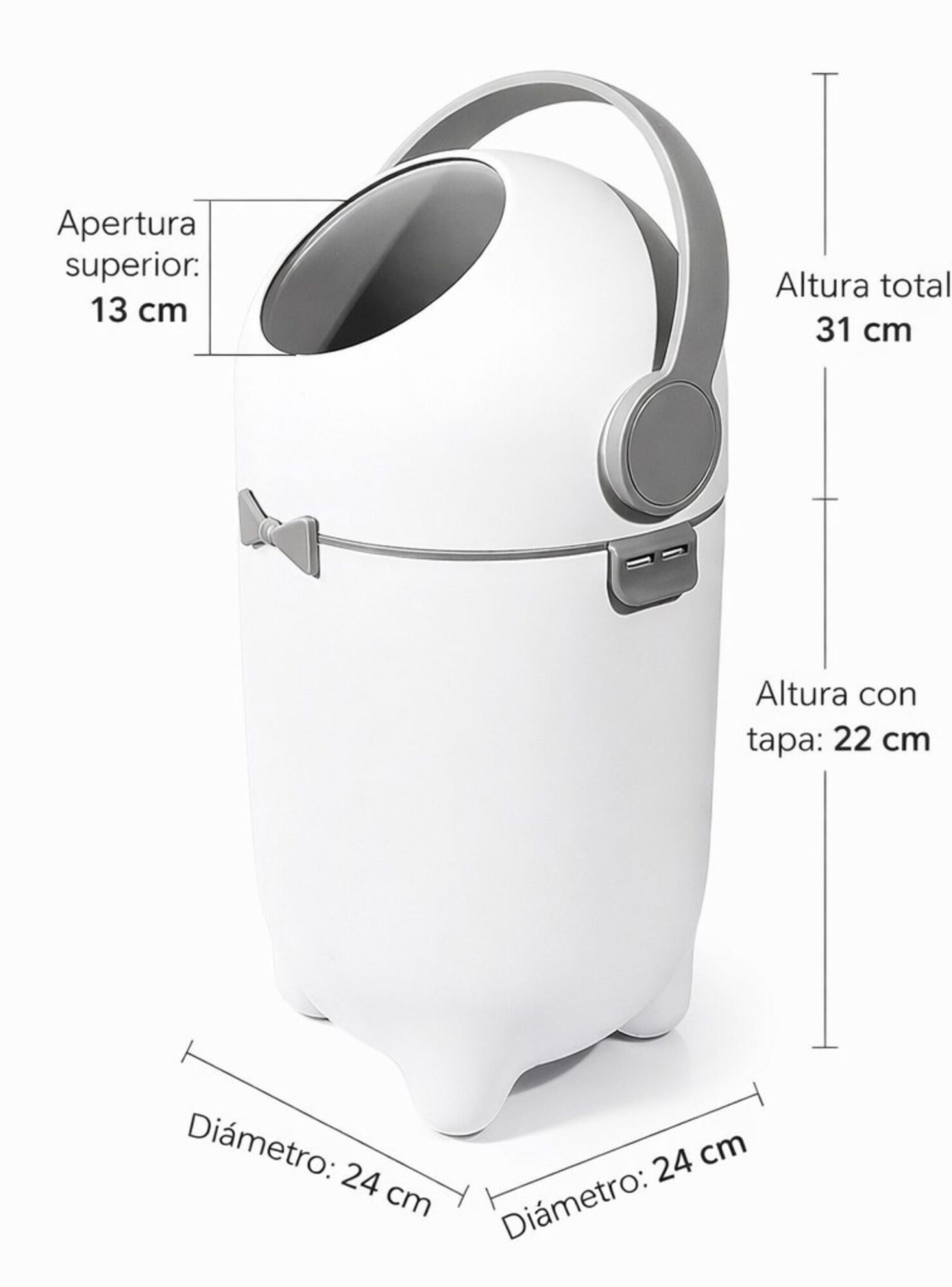 contenedor de pañales y sus medidas
