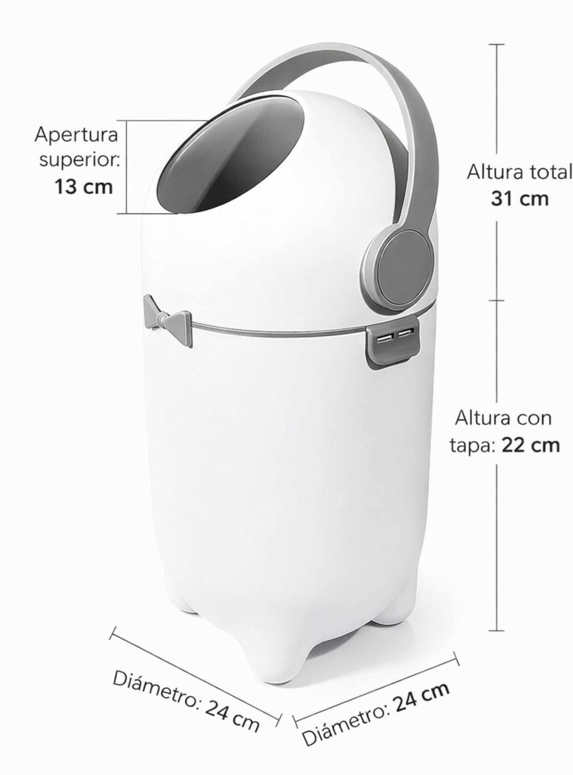 contenedor de pañales y sus medidas
