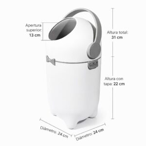 Basurero para Pañales Hermético 10L Blanco | Anti Olor BPA Free