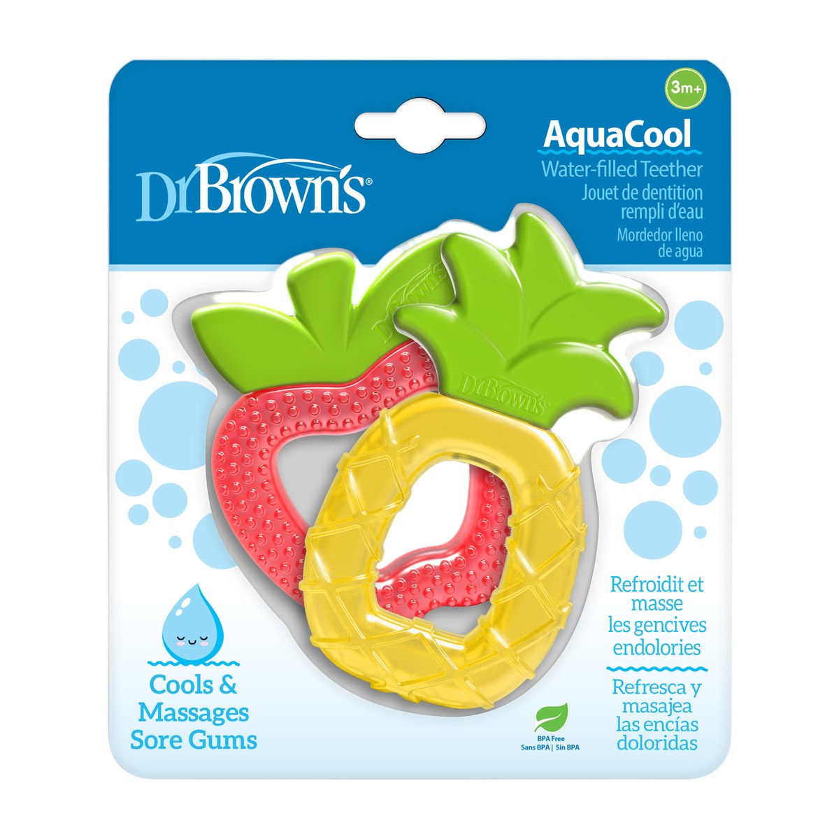 Mordedor lleno de agua 3M+, 1 piña y 1 Manzana Dr. Brown’s