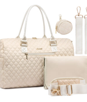 Bolso pañalera Alma con muda impermeable, chupetero extraíble, correa ajustable y correa para coche