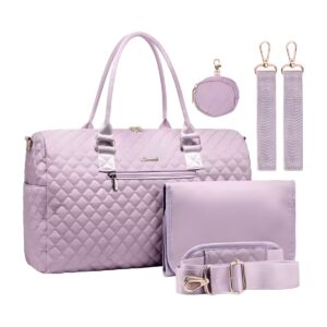 Bolso Maternal Alma Pañalera Acolchada con Muda 18 Bolso maternal Alma color lavanda con mudador, estuche y correas