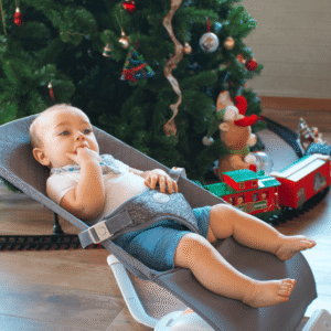 Bebé descansando en columpio eléctrico BBPro Calma con música — Estilo de Bebé