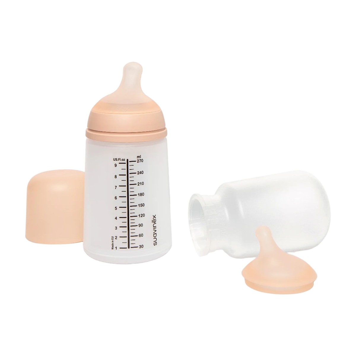 Pack Mamadera Suavinex Zero.Zero 270ml con tetina y bolsa anticólicos de repuesto — Estilo de Bebé