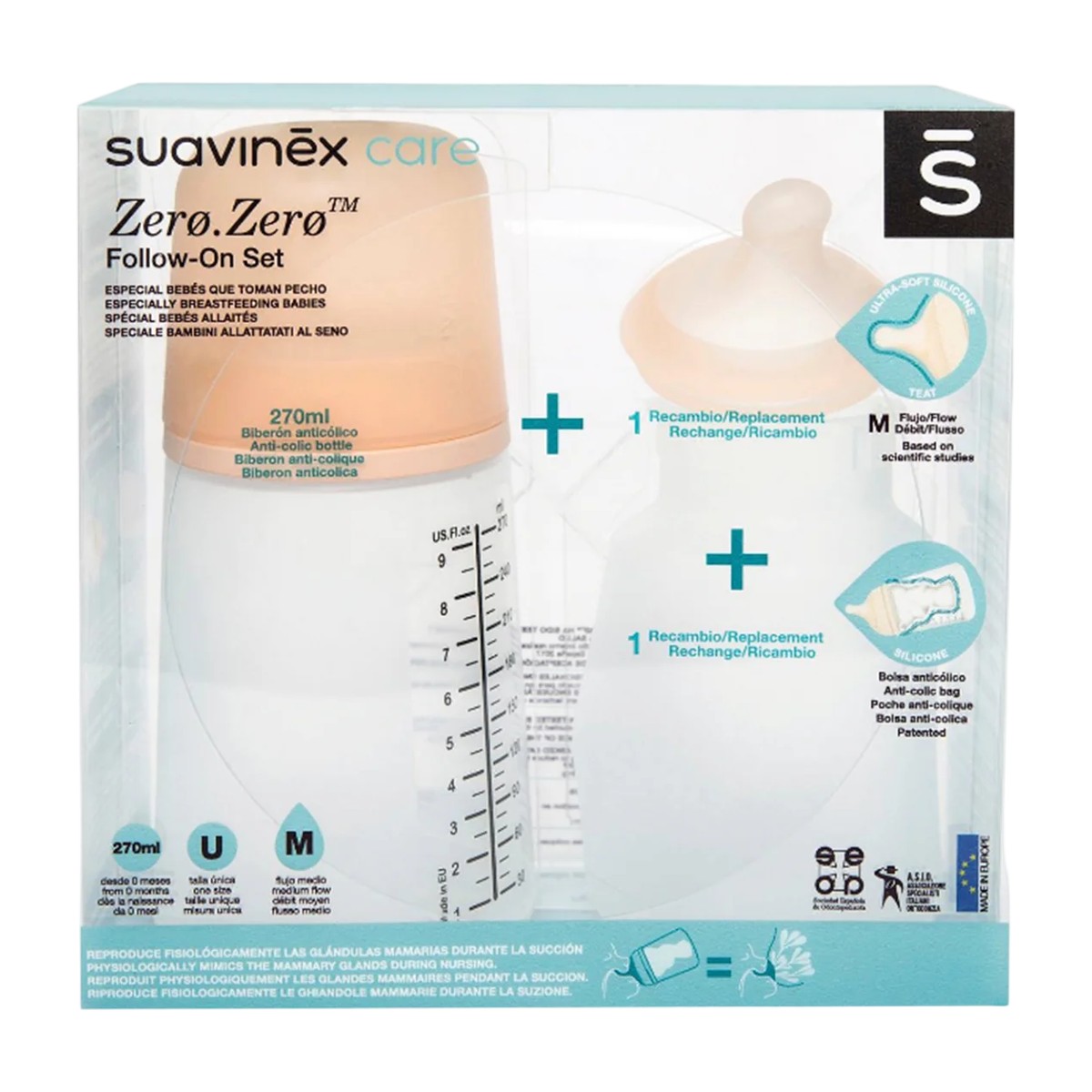 Pack Mamadera Suavinex Zero.Zero 270ml