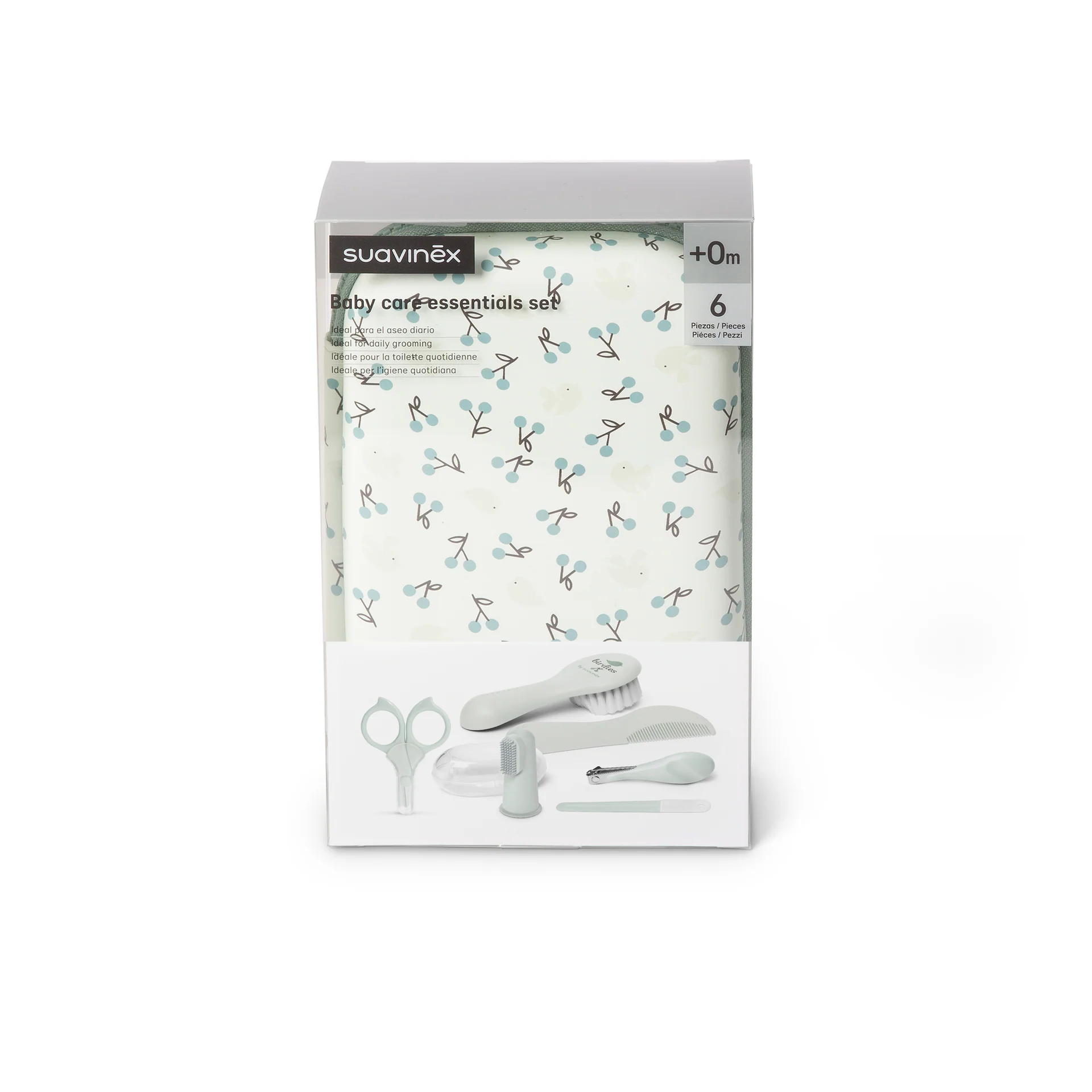 Set de manicura e higiene para bebé Suavinex Birdies Verde con 6 accesorios — Estilo de Bebé