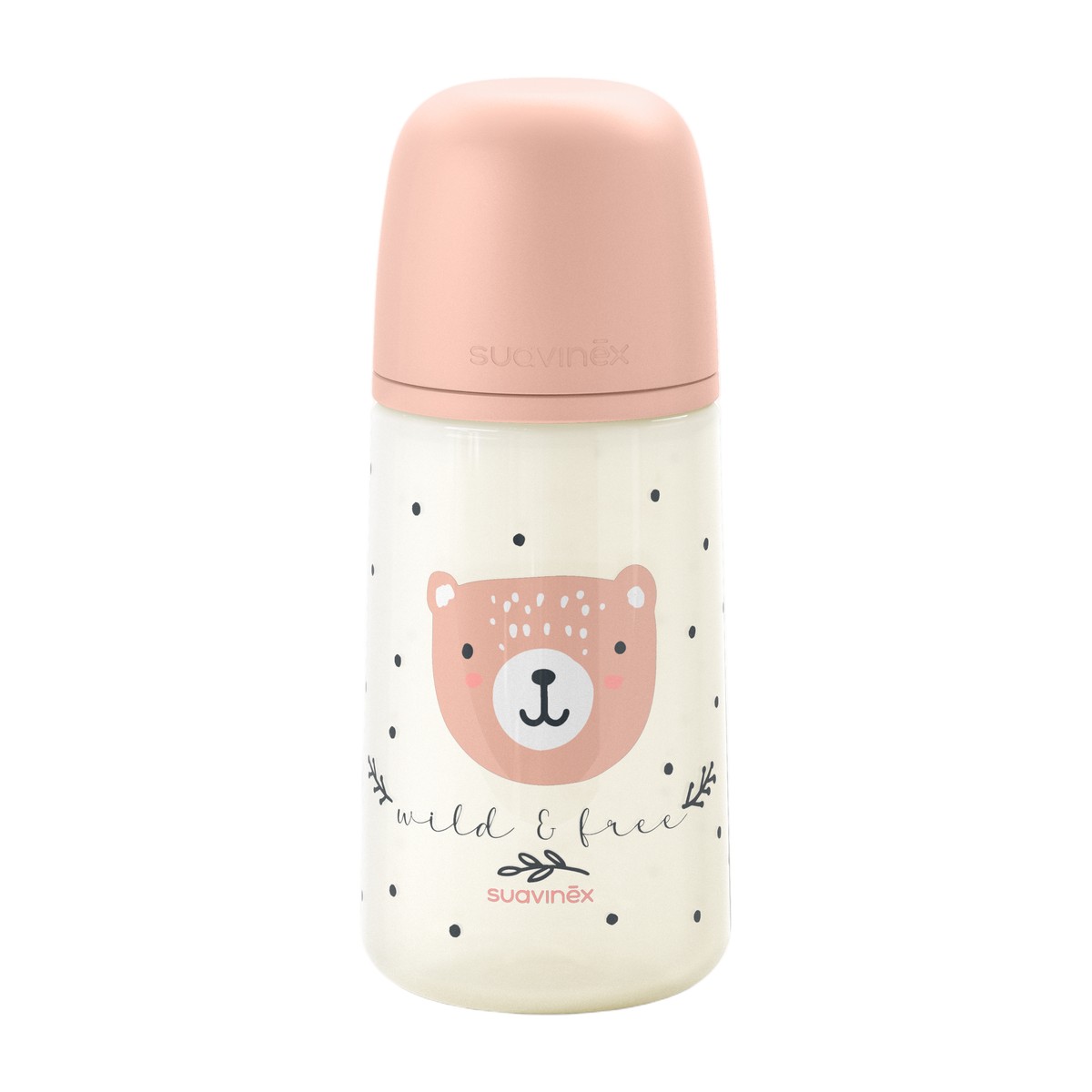 Mamadera Suavinex Wild Rosa 270ml Tetina SX Pro Flujo Medio 3M+