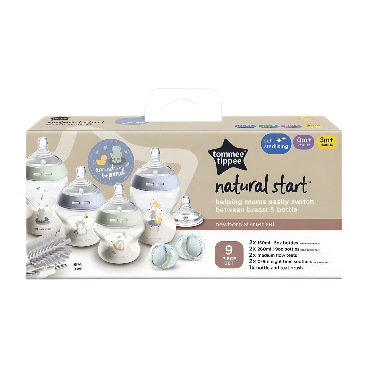 Set Mamaderas Recién Nacido Natural Start Celeste