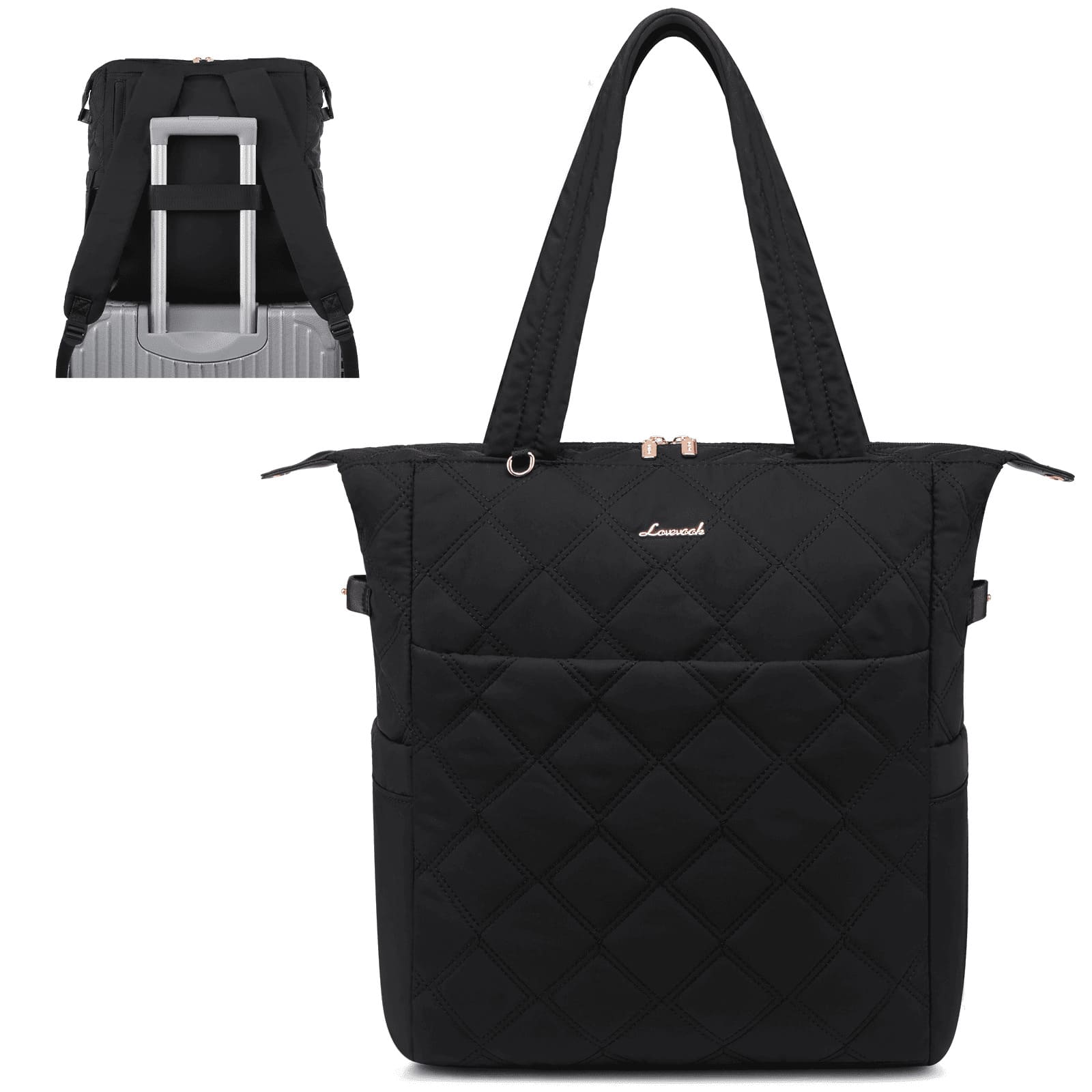 Mochila pañalera Victoria negra con mudador portátil — Estilo de Bebé