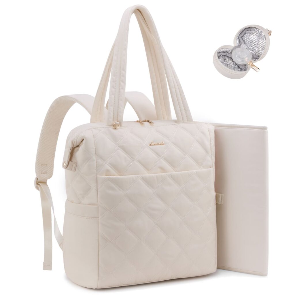 Bolso maternal Victoria beige acolchado 2 en 1