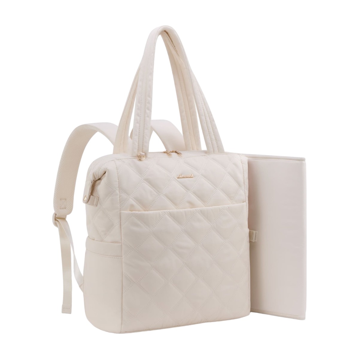 Bolso maternal Victoria beige acolchado 2 en 1