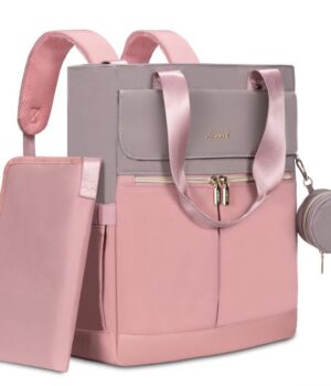Bolso Maternal 2 en 1 Mochila y Bandolera Color Rosa – Práctico, Elegante y Gran Capacidad.