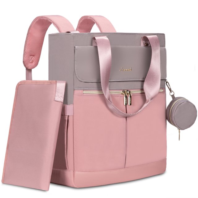 Bolso Maternal 2 en 1 Mochila y Bandolera Color Rosa – Práctico, Elegante y Gran Capacidad.