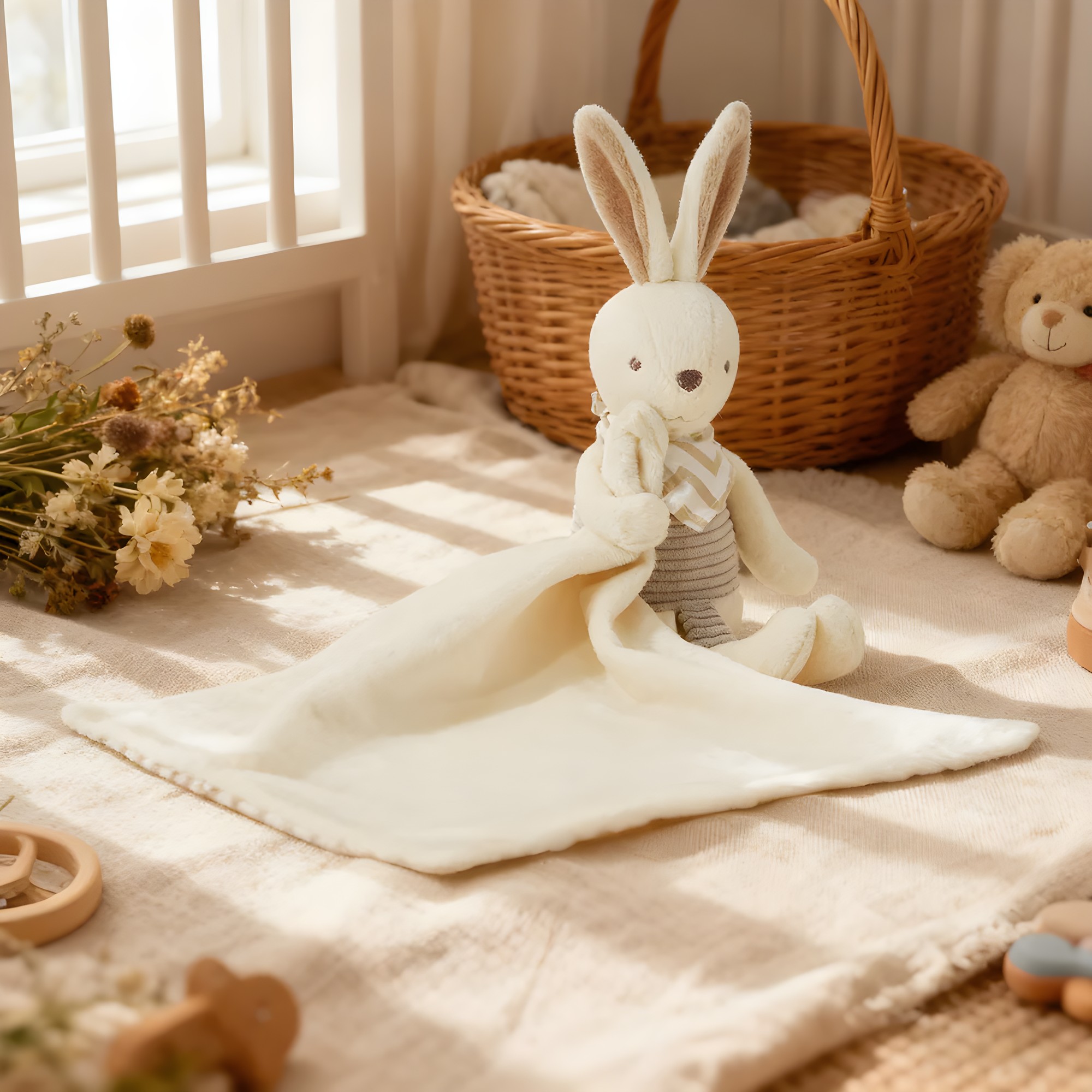 Manta de Apego Peluche Conejo SensiBlue — Velboa Suave 24x24cm