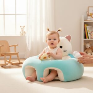 Sillón bebé ergonómico SensiBlue con protección 360 diseño gatito — Estilo de Bebé
