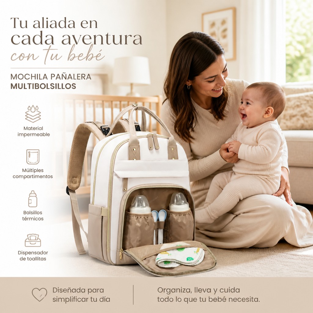 Bolso maternal mochila Anne con bolsillos
