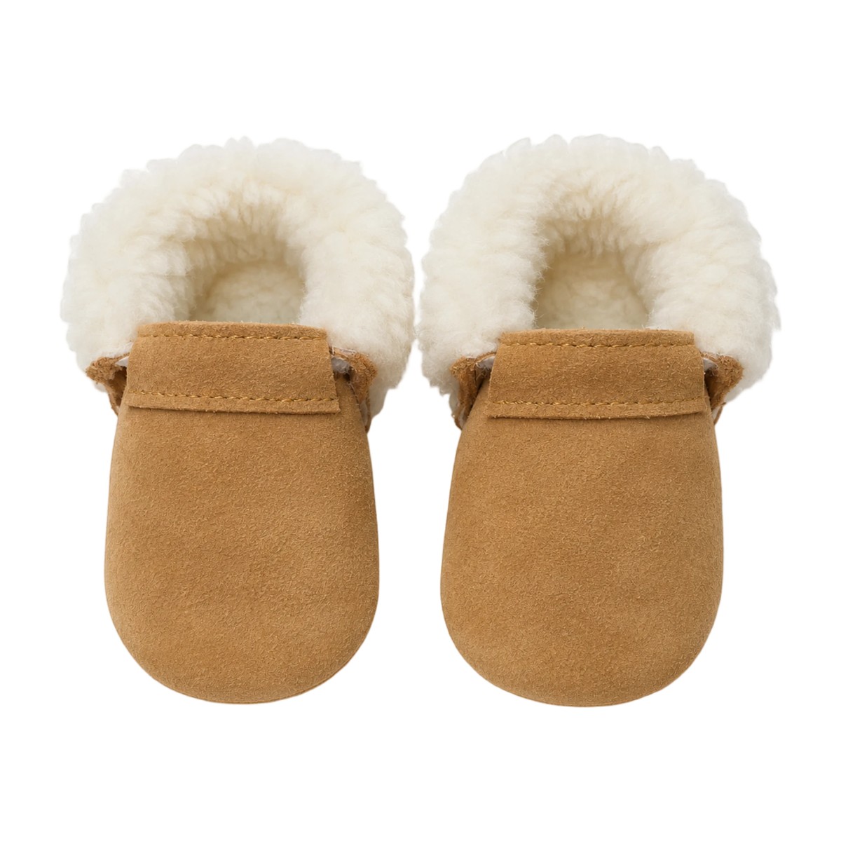 Zapatos bebé chiporro arena Bunny Moccs, cuero de reno con suela blanda