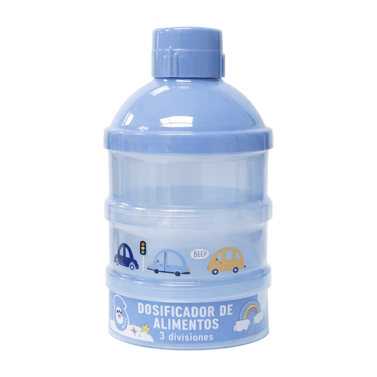 Dosificador de Leche en Polvo para Bebé de 3 Compartimentos celeste