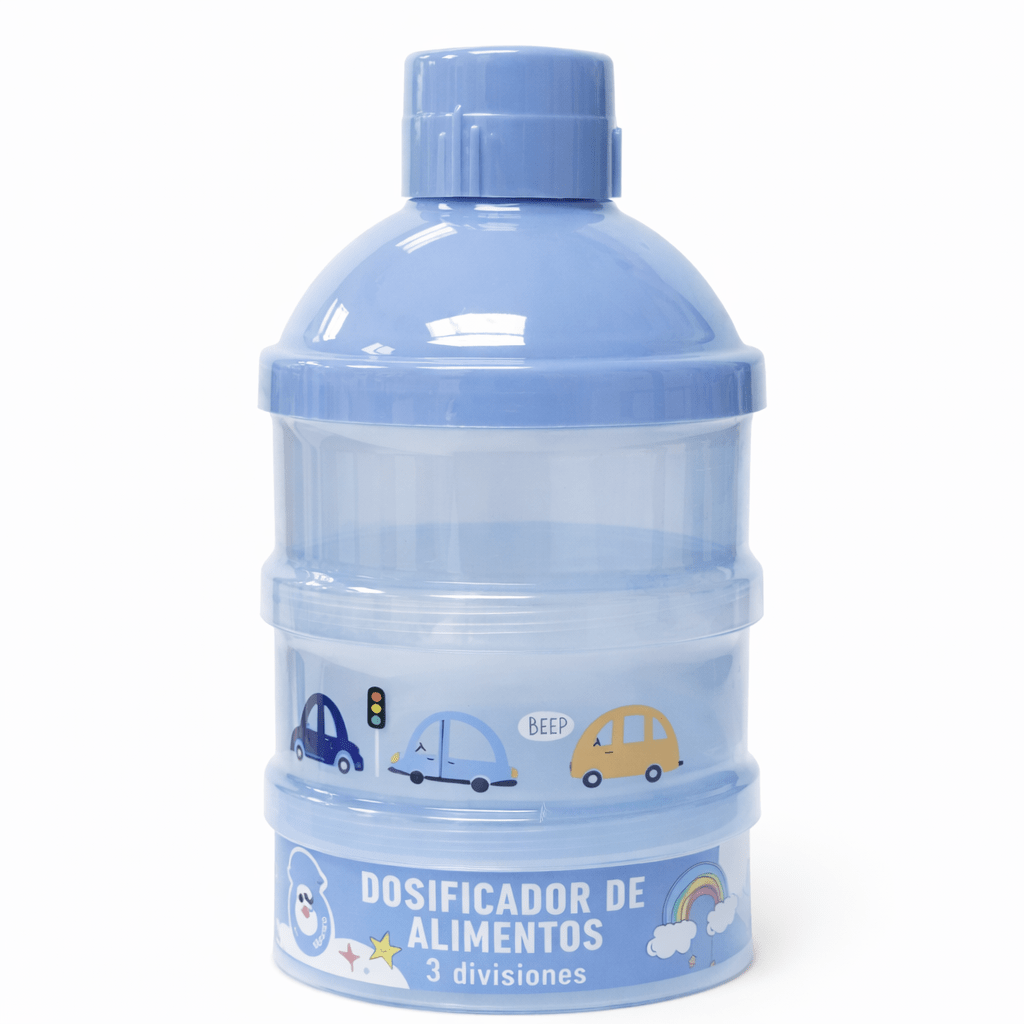 Dosificador de Leche en Polvo para Bebé de 3 Compartimentos celeste