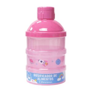 Dosificador de Leche en Polvo para Bebé de 3 Compartimentos Rosa
