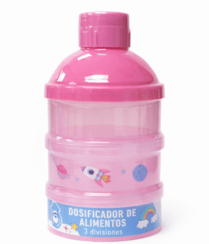 Dosificador de Leche en Polvo para Bebé de 3 Compartimentos Rosa