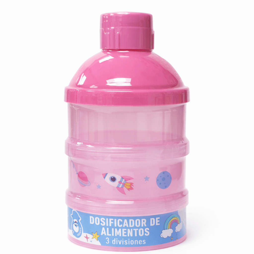 Dosificador de Leche en Polvo para Bebé de 3 Compartimentos Rosa