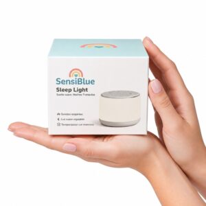 Máquina de ruido blanco SensiBlue: 34 sonidos, luz nocturna y RGB para que tu bebé duerma mejor.