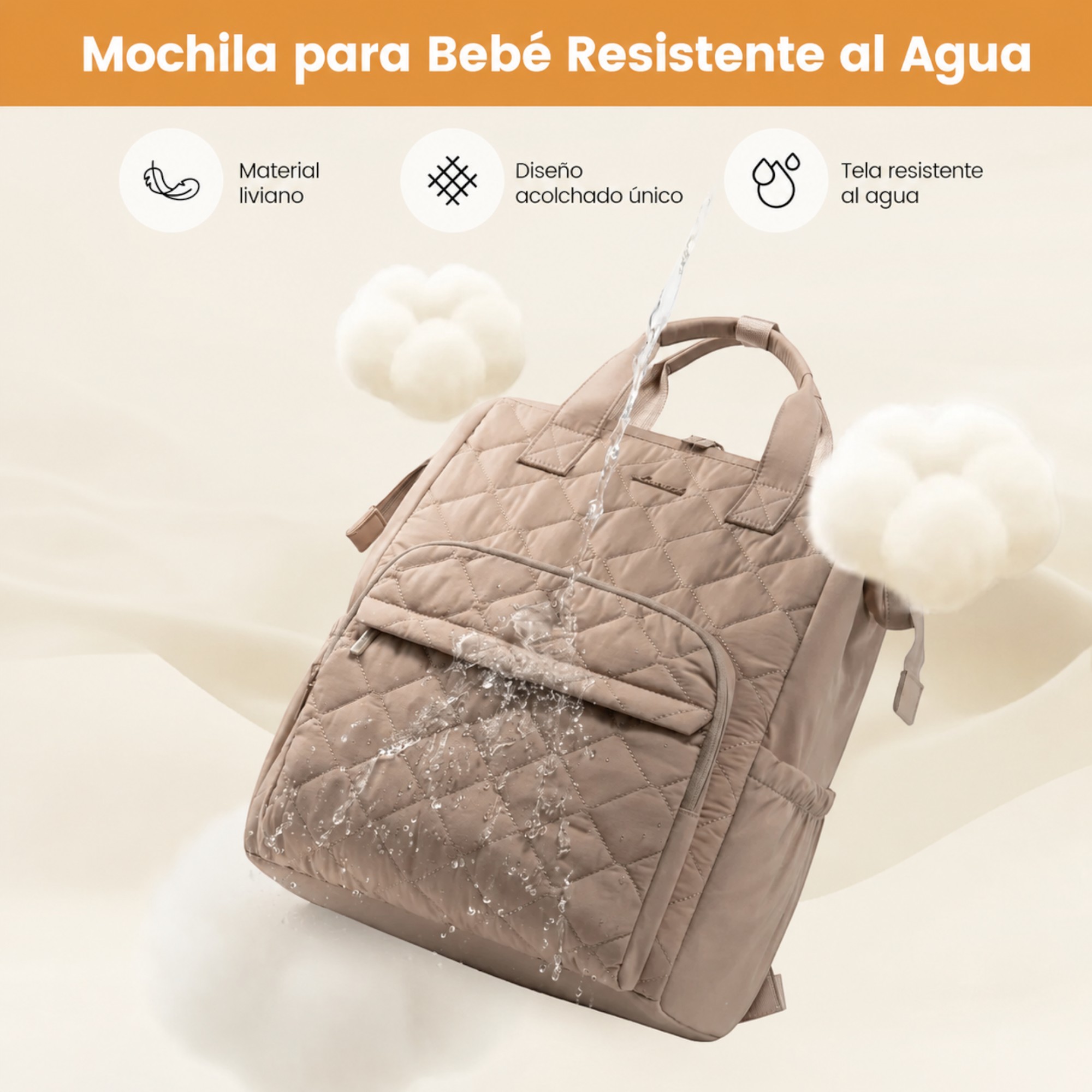 Bolso Maternal y Mochila Sandra Liviana y resistente al agua