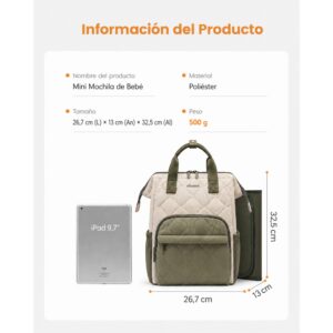 Bolso Maternal y Mochila Sandra medidas