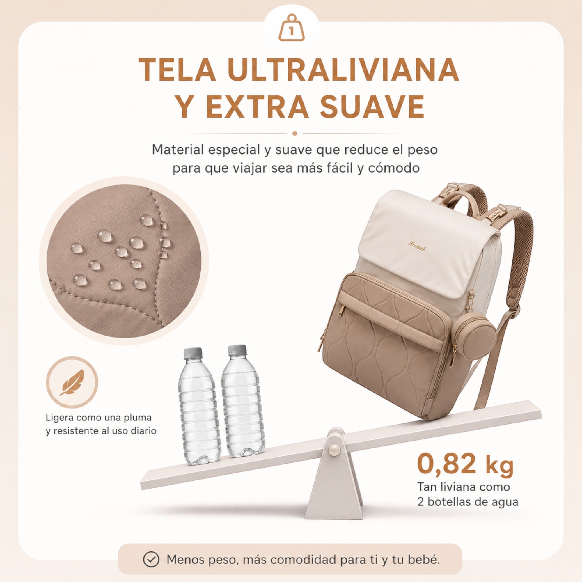 Mochila Maternal tela ultra liviana y resistente al agua