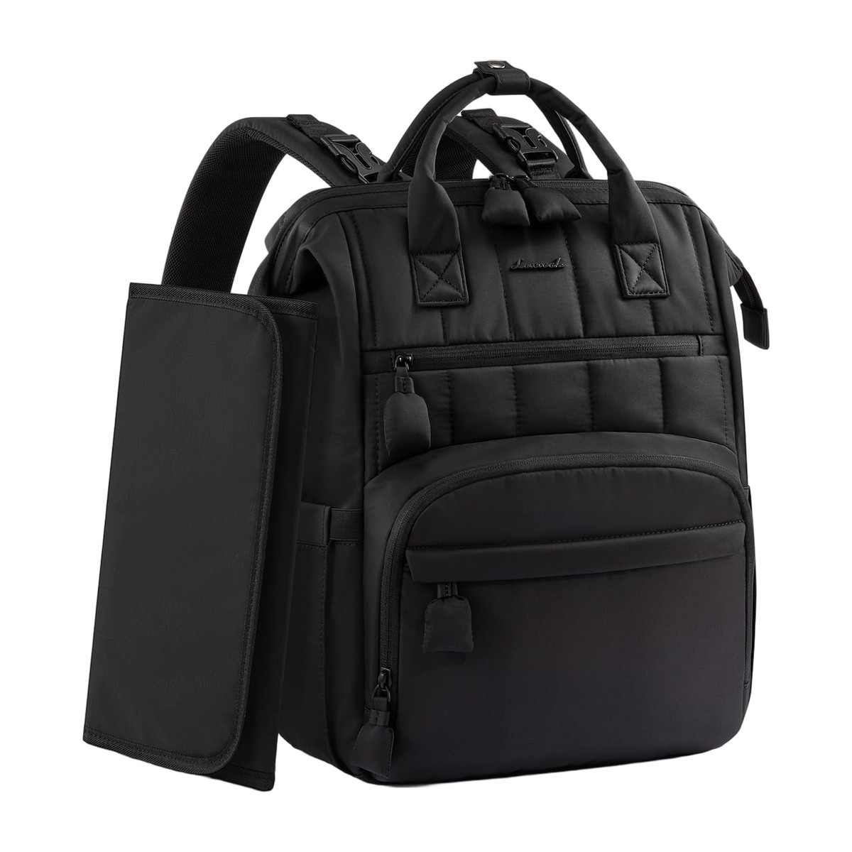 bolso maternal Noa impermeable negro 17 bolsillos — Estilo de Bebé