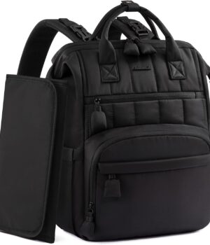 bolso maternal Noa impermeable negro 17 bolsillos — Estilo de Bebé