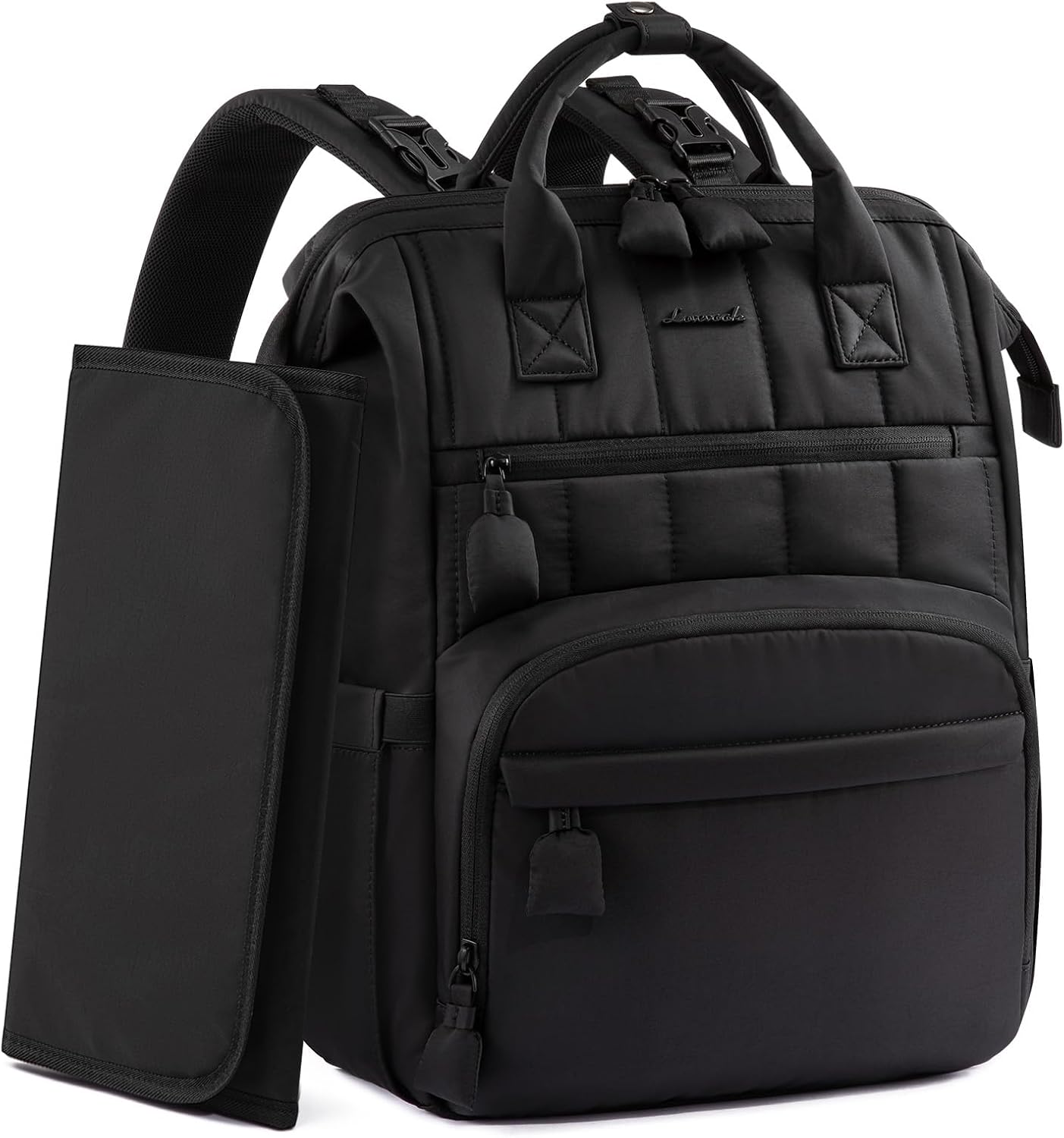 bolso maternal Noa impermeable negro 17 bolsillos — Estilo de Bebé