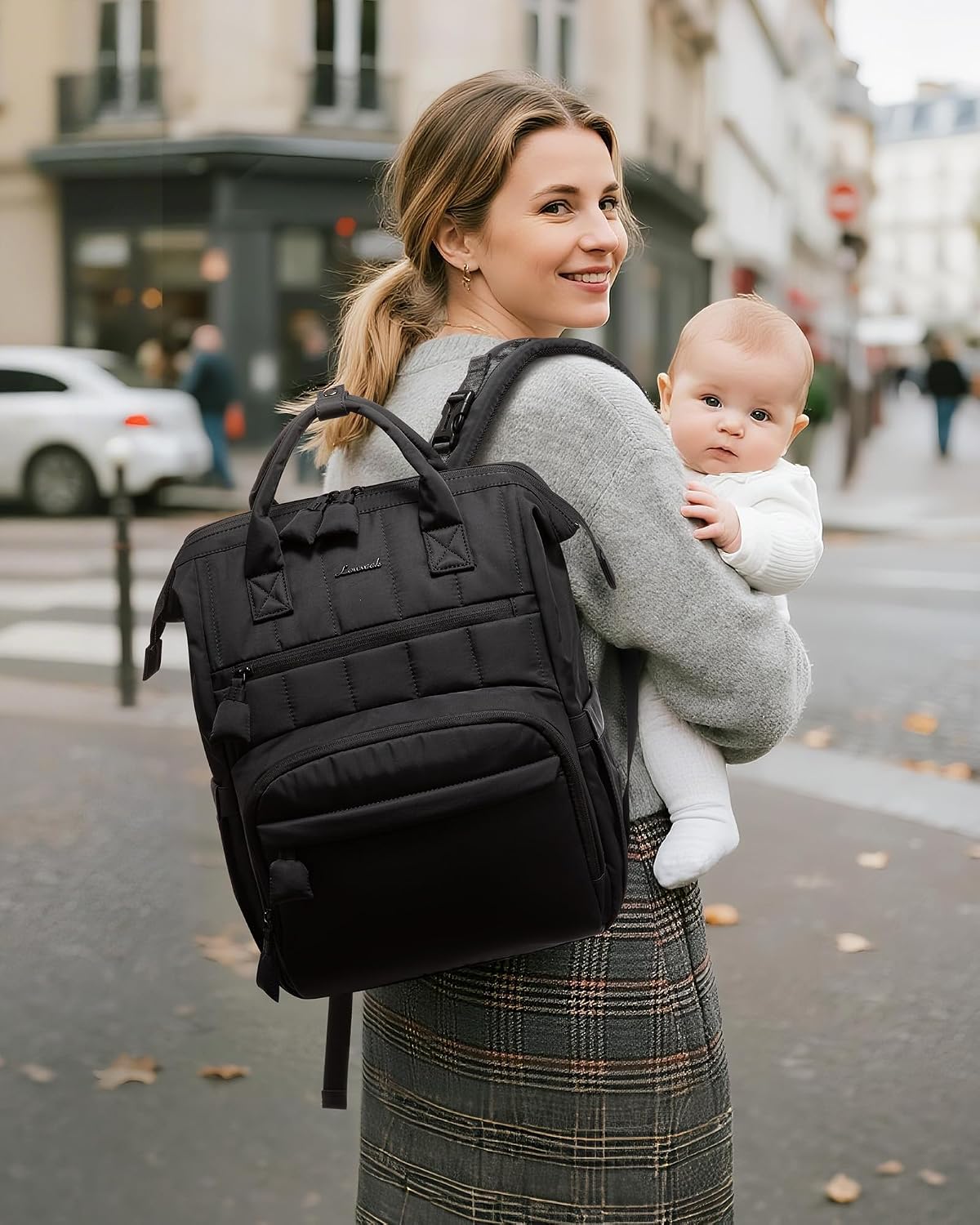 Bolso Maternal Noa Impermeable con Cambiador Negro Looklife