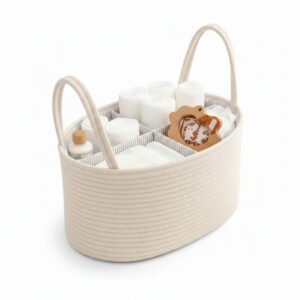 Organizador de Pañales para Bebé Beige con Divisores | Caddy para Mudador