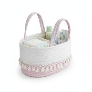organizador panales bebe caddy mudador rosado lateral