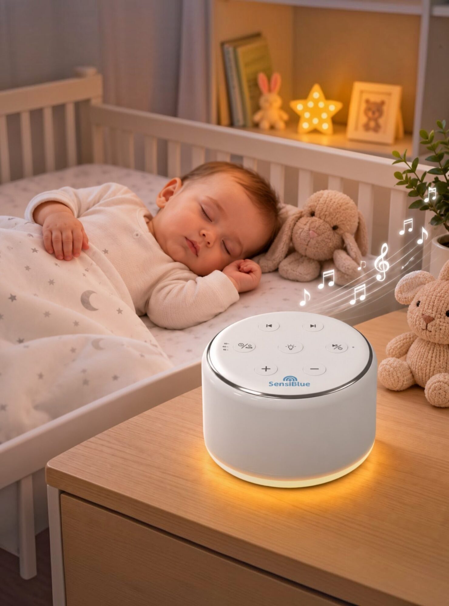 máquina ruido blanco bebé SensiBlue sonido y luz nocturna — Estilo de Bebé