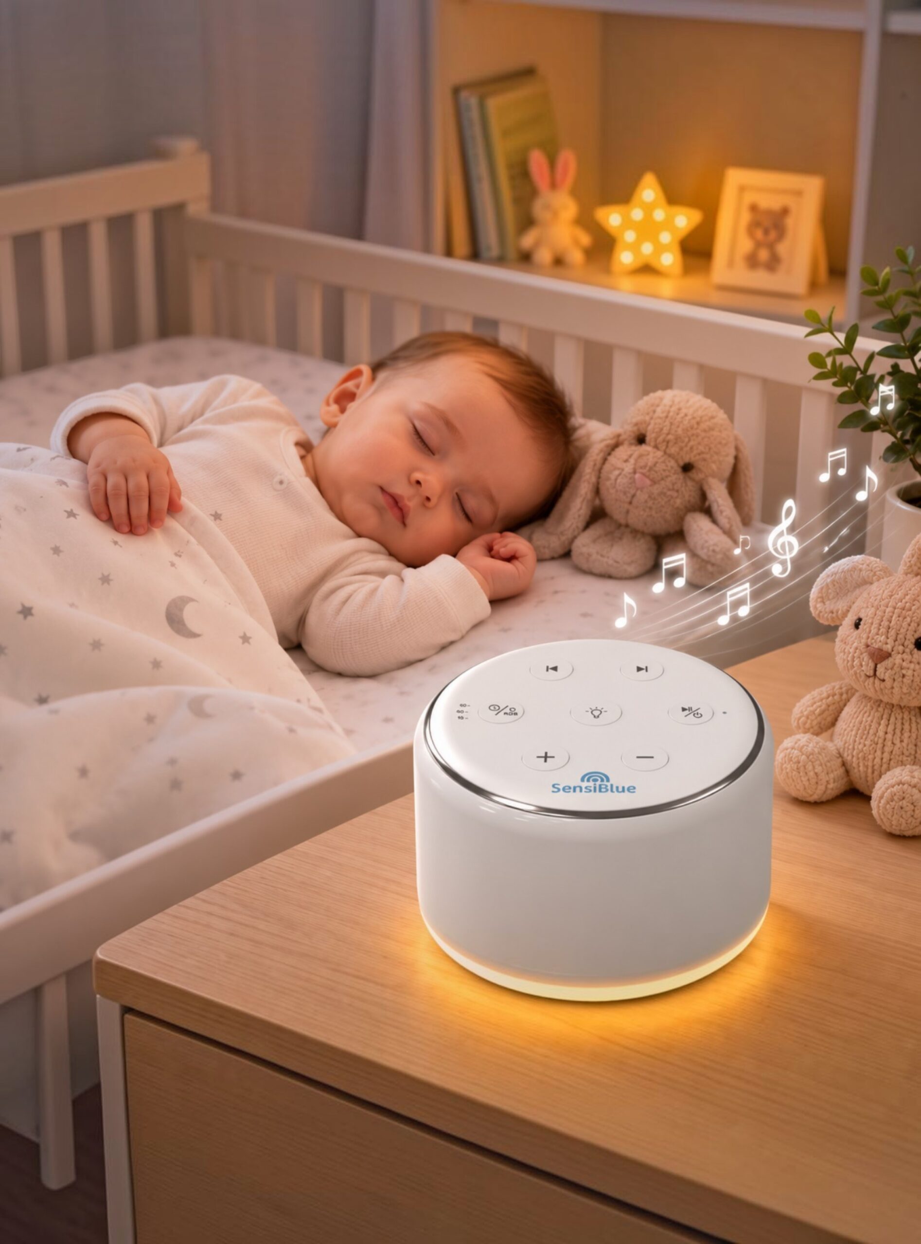 máquina ruido blanco bebé SensiBlue sonido y luz nocturna — Estilo de Bebé