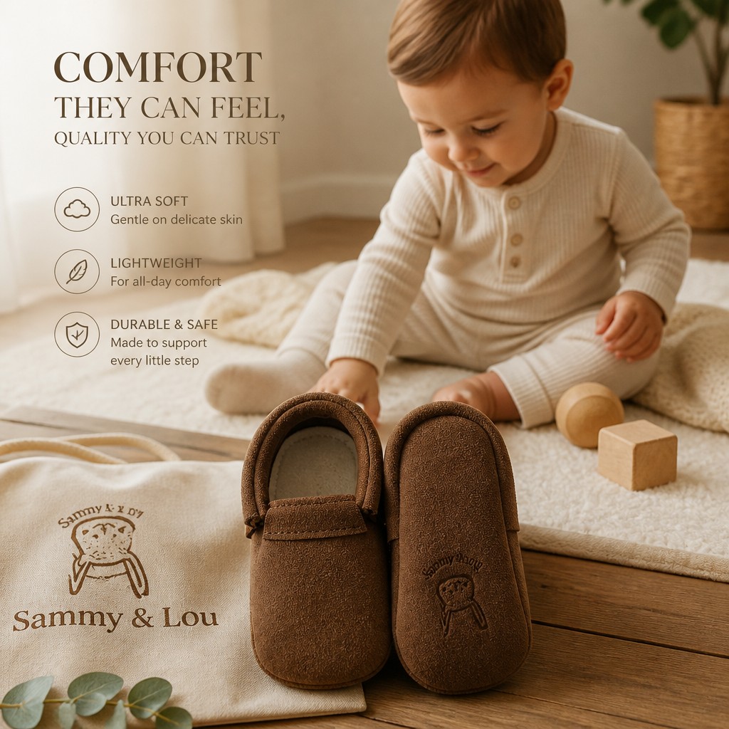 Zapatos bebé chiporro chocolate suela antideslizante — Estilo de Bebé