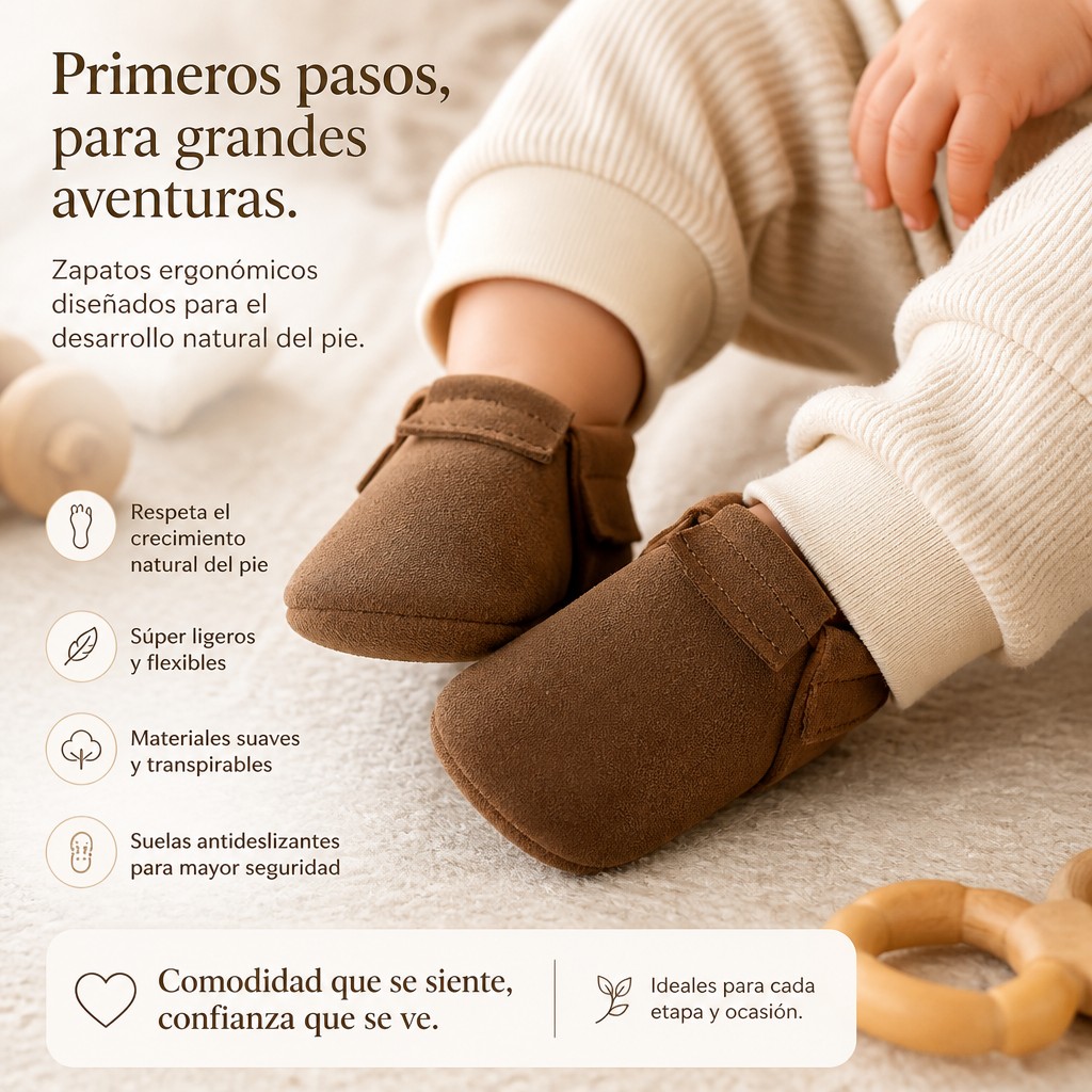 Zapatos bebé chiporro chocolate puntera ancha ergonómico — Estilo de Bebé