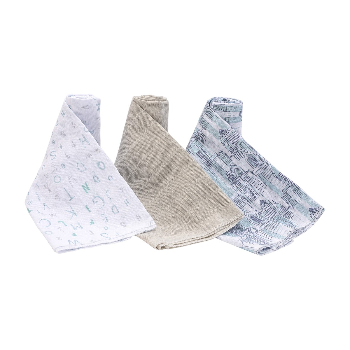 Set de Pañales Tuto de Muselina 100% Algodón Diseño Letras – vista 2