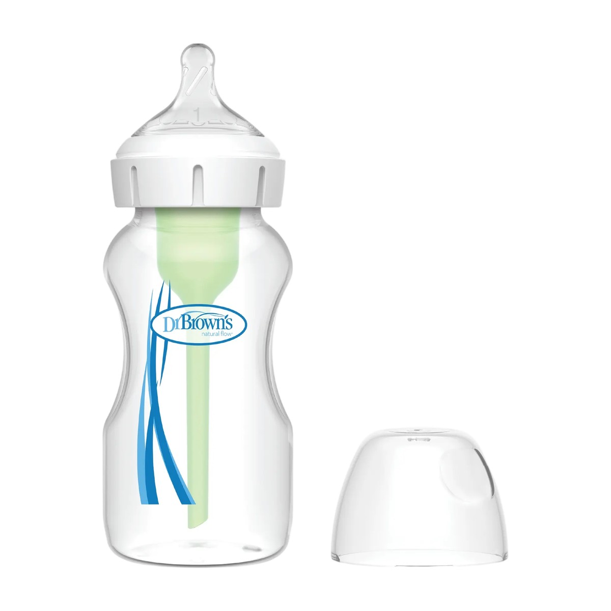Mamadera Dr. Brown’s Options+ Boca Ancha 270 ml anticólicos con tetina Nivel 1