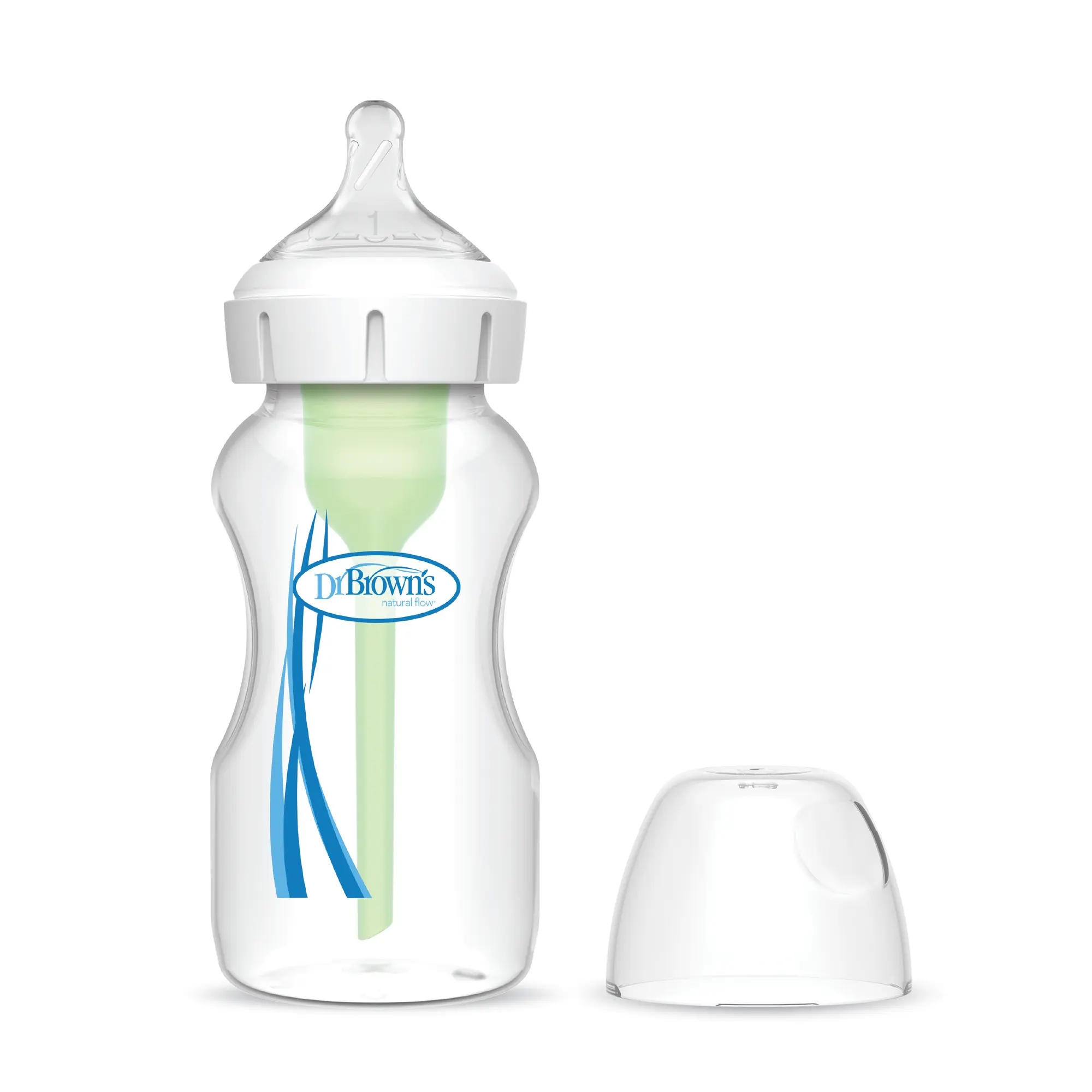 Mamadera Dr. Brown’s Options+ Boca Ancha 270 ml anticólicos con tetina Nivel 1