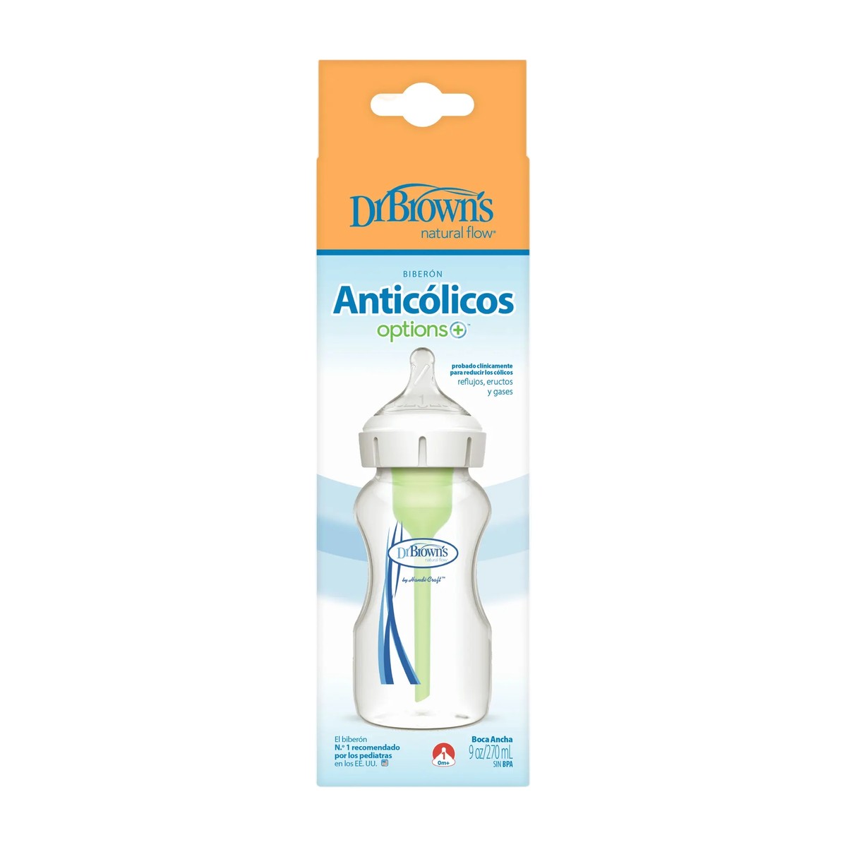 Mamadera Dr. Brown’s Options+ Boca Ancha 270 ml Anticólicos