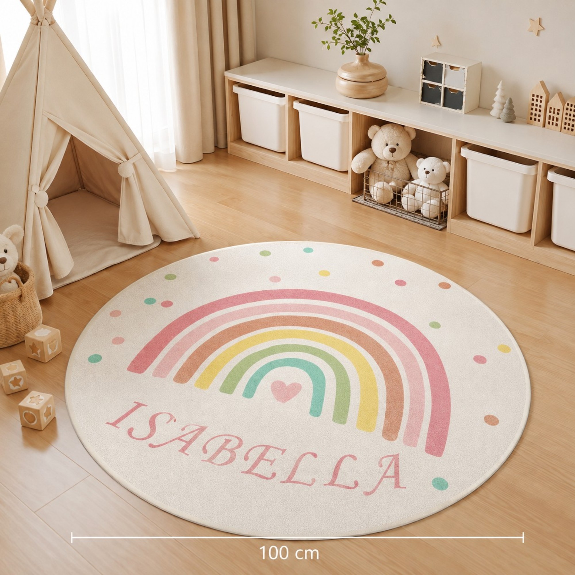 alfombra infantil redonda arcoiris