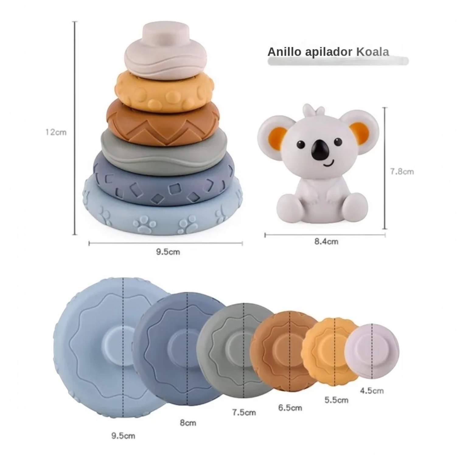 torre apilable koala sonido bebe dimensiones