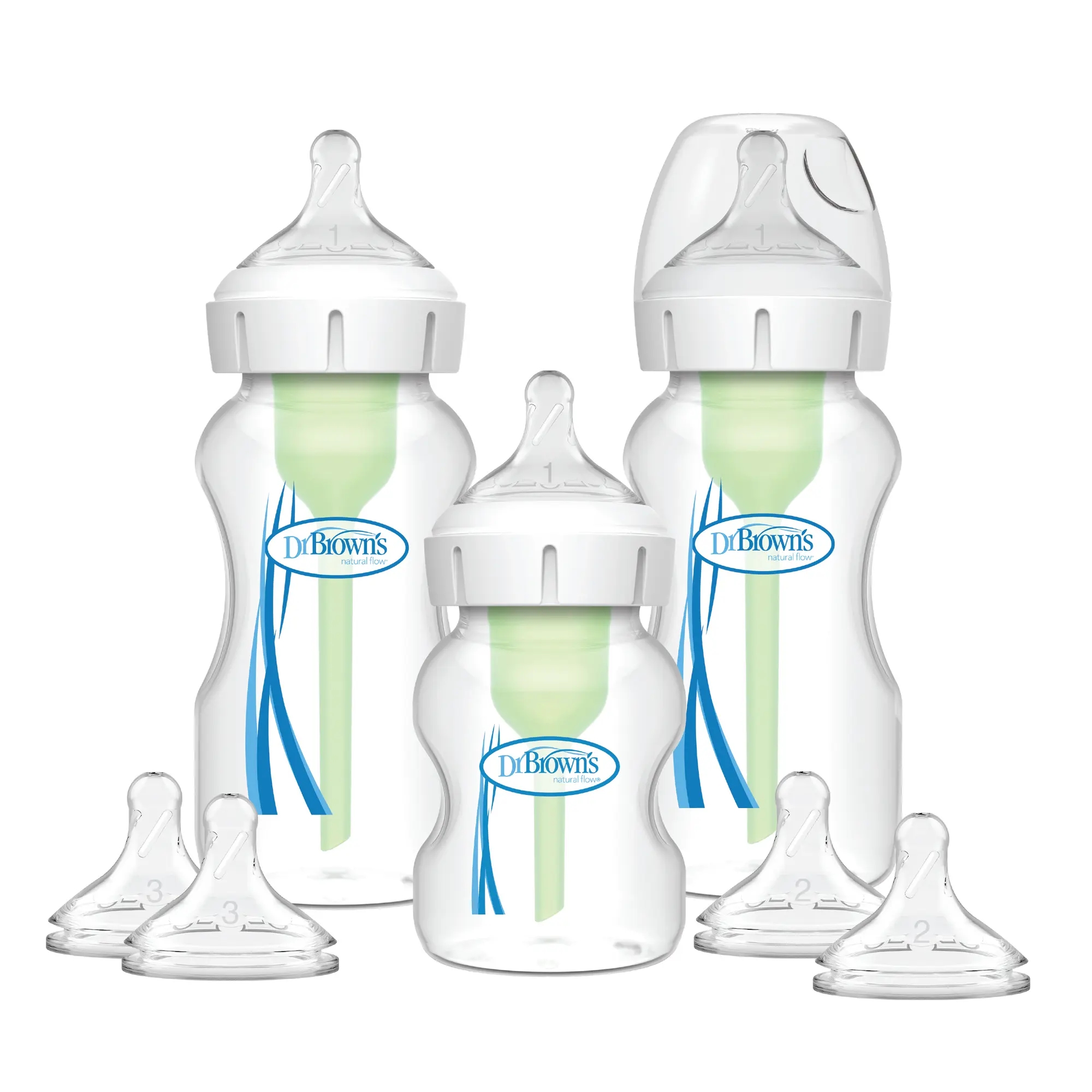 Kit de Inicio Dr. Brown’s Boca Ancha Anticólicos | 3 Mamaderas + Tetinas